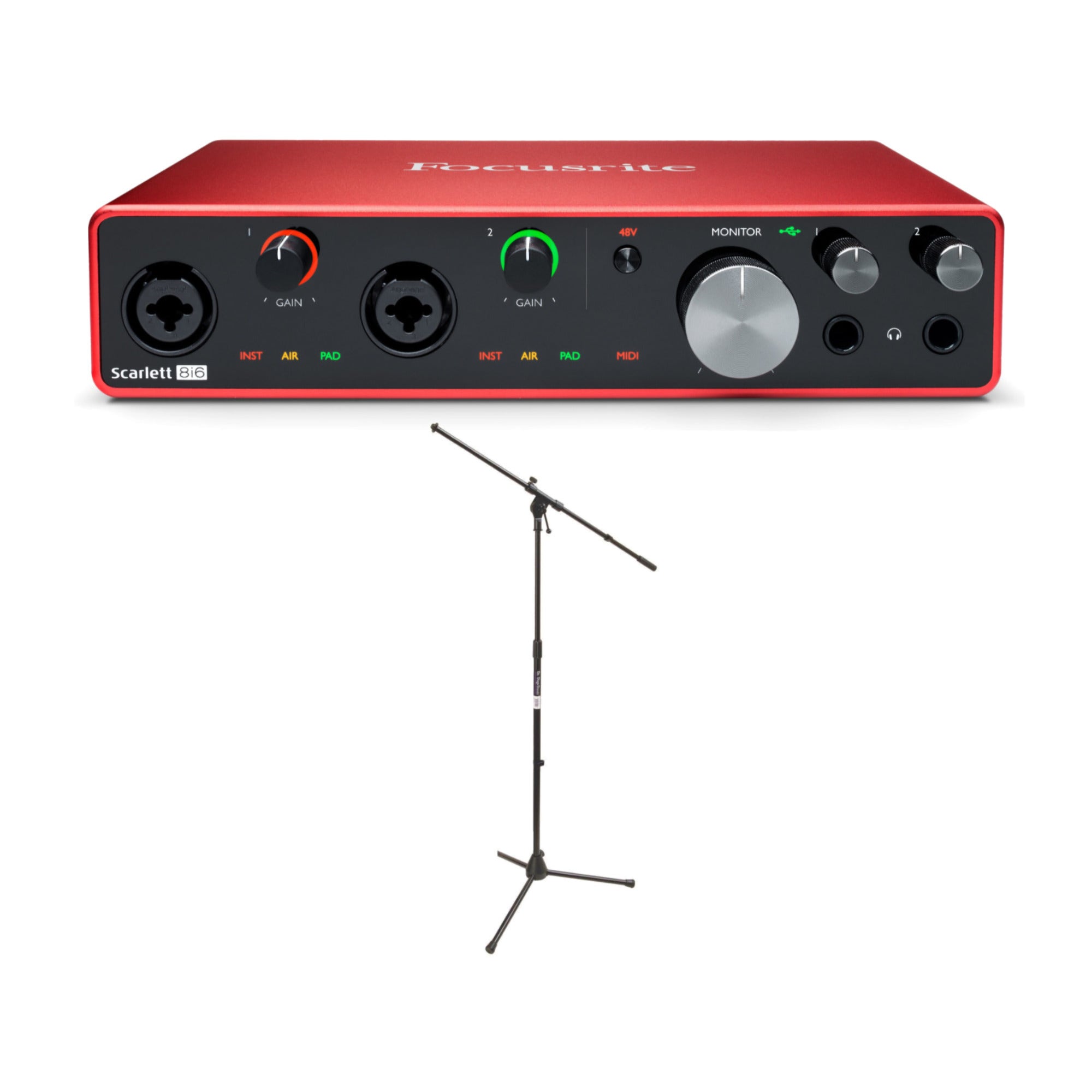 Focusrite Scarlett 8i6 3rd Gen 8x6 USB Audio Interface Bundle in Red